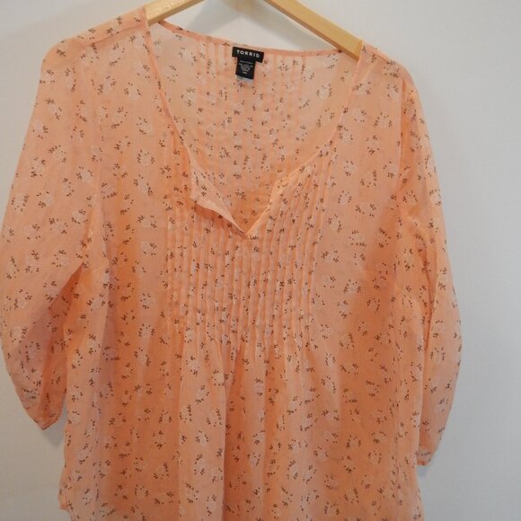 Gibs Peach Floral Sheer Shirt main image 1